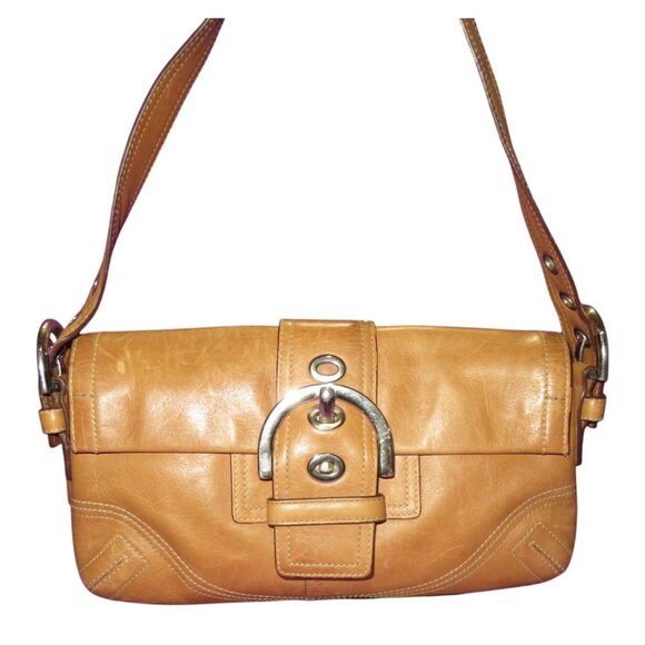 COACH 2005 Vintage Demi Buckle Flap Leather Soho in Camel Brown - Picture 2 of 15